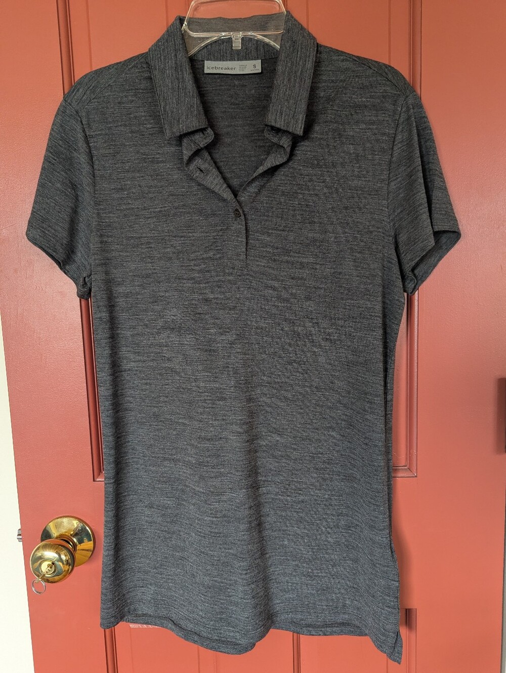 Icebreaker Women's 150 Tech Lite Heathered Charcoal Gray Merino Polo Shirt